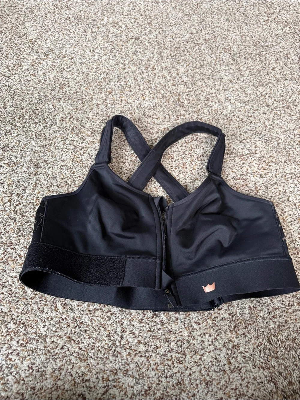 SHEFIT Black Sports Bra with Metallic Rose Accents - Picture 2 of 3